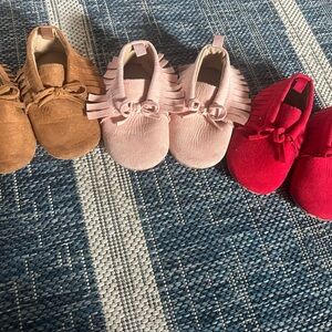 Old Navy Kids Moccasins Set - Tan, Pink, and Red